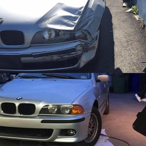 BMW front bumper and headlight repair